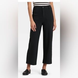Women's High Waist Crop Black Wide-Leg Pants 0